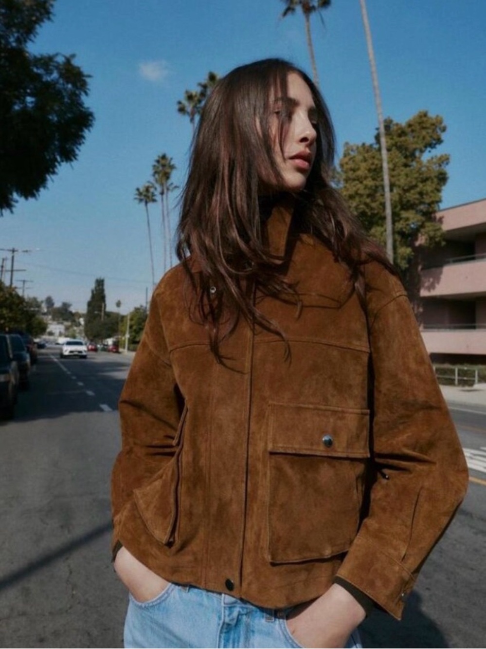 NWOT ZARA 100% LEATHER BOMBER JACKET - Picture 3 of 13